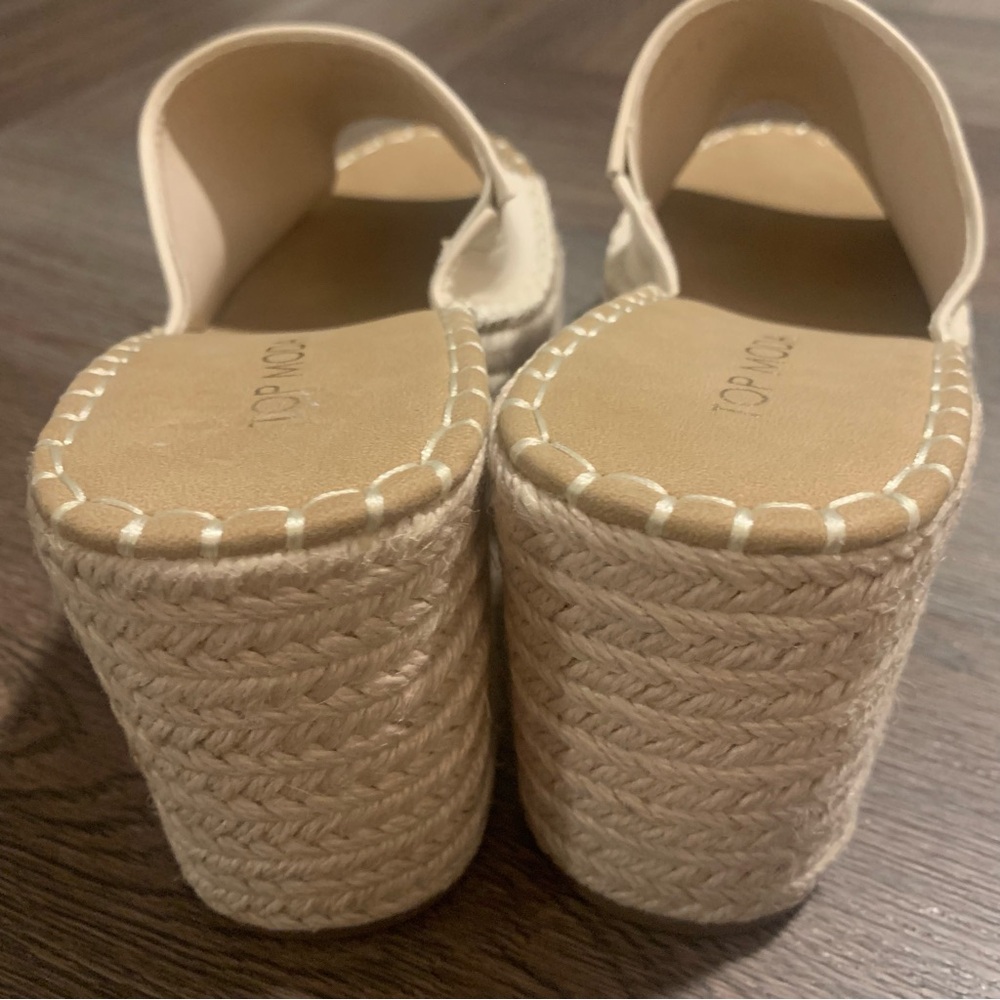 TOP Moda Cream and Raffia Leatherette platform Slides - Picture 5 of 6